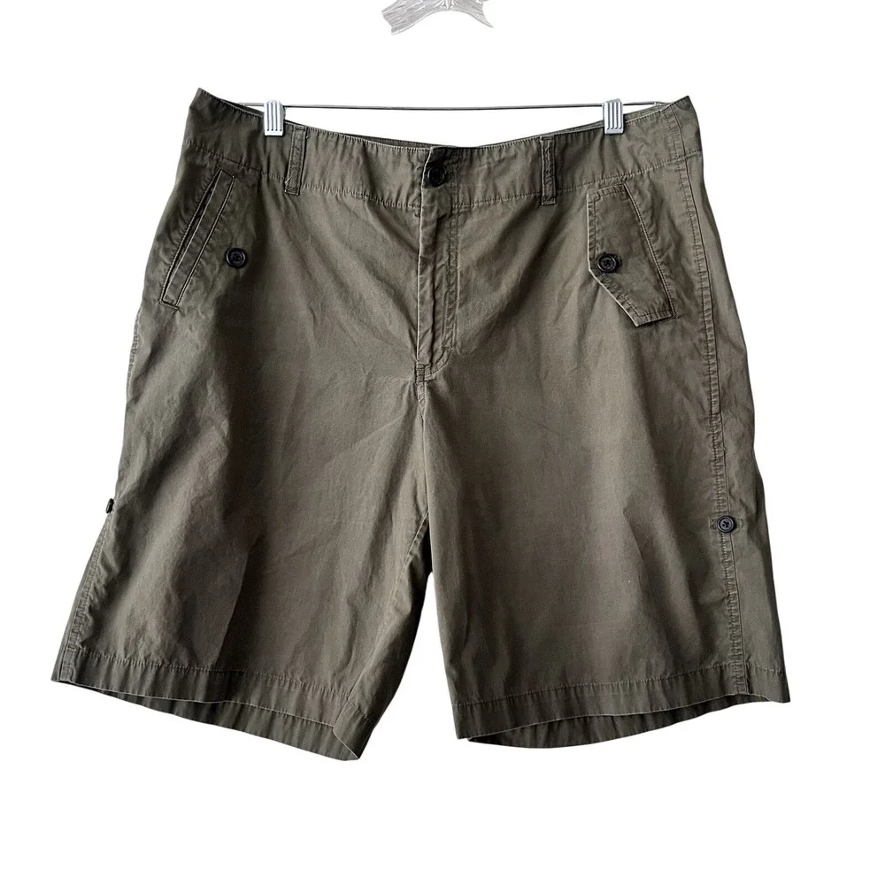 Lauren Ralph Lauren Shorts Womens 14 Olive Green Cotton Cargo Utility‎ Bermuda